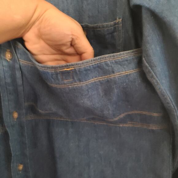 Faconnable Men’s Denim Shirt M Blue Button Down Long Sleeve French Designer - Picture 9 of 11